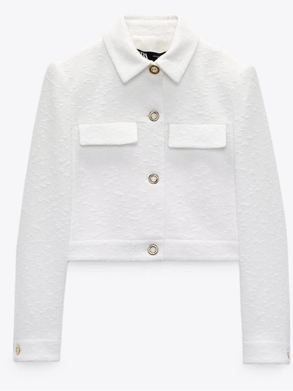 Zara Women's White Cropped Textured Blazer